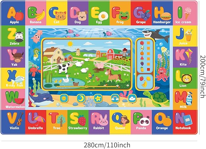 Baby Play Mat for Floor, Kids Rug Playmat Baby Crawling Mats Educational Tummy Time Mat Soft ABC Play Mats for Toddlers Infants Kids Rug for Playroom Classroom(110.2X78.7 INCH, Style1)
