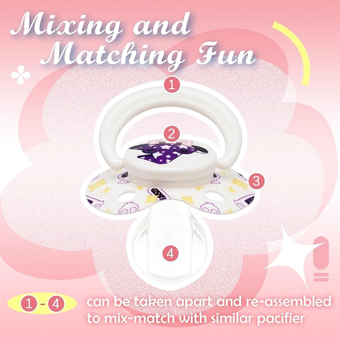 Big Shield Adult Pacifier: Cute Bear Large Size Paci for Anxiety - Soft Silicone Bigger Nipple Binky for Autism Bear White