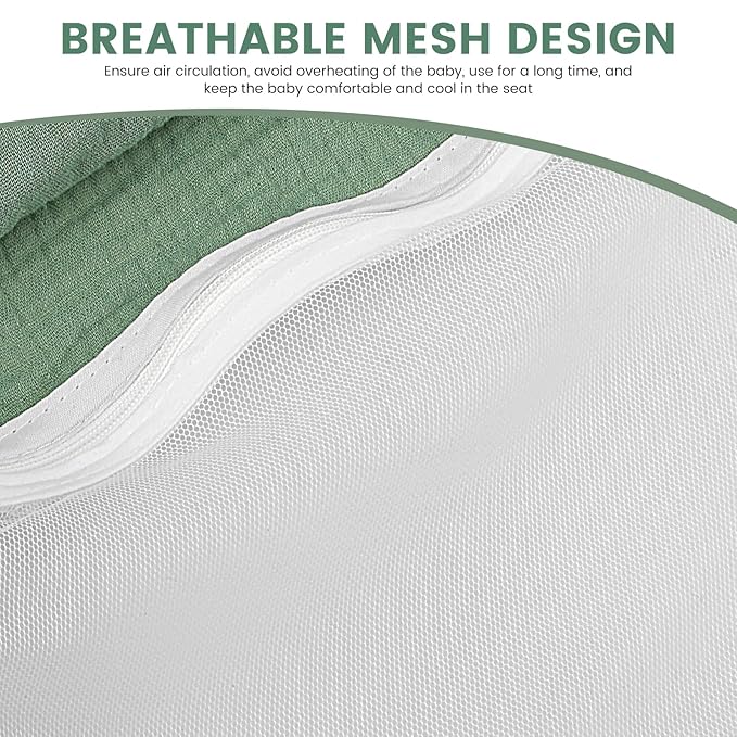 Baby Car Seat Cover, Infant Car Seat Cover for Boys Girls, Extra Large Mesh Window, Breathable Muslin Cotton, Lightweight Infant Windproof Carrier Canopy for Sun, Bug and Comfort Protection
