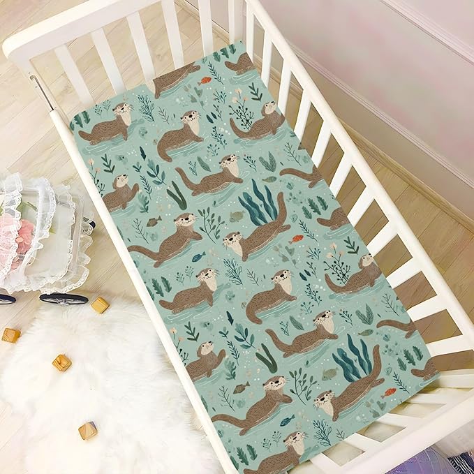 Baby Crib Sheet Otter Animal Crib Mattress for Boys and Girls Playard Sheet Soft Breathable Fitted Baby Mattress Cover 52x28in