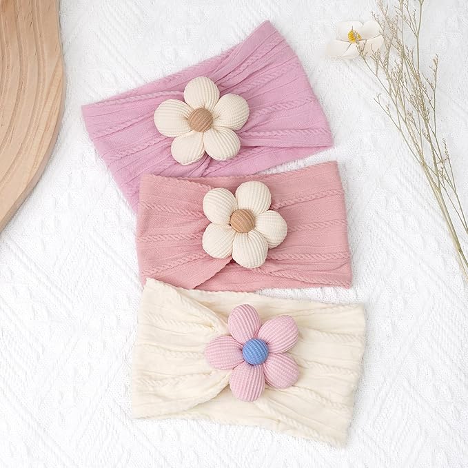 kangaroo 6PCS Baby Flower Headbands&Baby Girls Bows Headbands Soft Nylon Hairbands Hair Accessories for Newborn Infant Toddler Kids