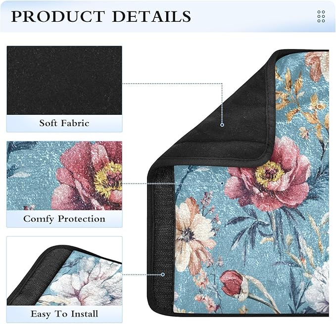 Car Seat Belt Covers 2 Pack Soft Unique Camera Bag Strap Cover for Adults Child Kids S Autumn Flowers Peonies Osteospermum Gladiolus