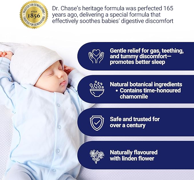 Dr. Chase Kolik Nighttime Gripe Water for Babies, Night Time Gripe Water for Infant Colic and Gas Relief, Safe and Soothing Colic Baby Relief - 5 Fl Oz