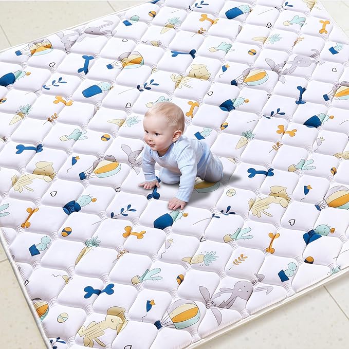 Premium Foam Baby Play Mat for Floor 79" X 71", Extra Large Soft Thicker Playmats for Babies, Toddlers, Infants, Foldable & Machine Washable Baby Crawling Mat for Playpen