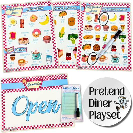 Pretend Resturant Menus For Kids, Diner Menu Playset For Play Food Play Kitchen Accessories, Kids Kitchen playset, Kitchen Set For Toddlers, Toy Kitchen Toys By PlayfulPrints