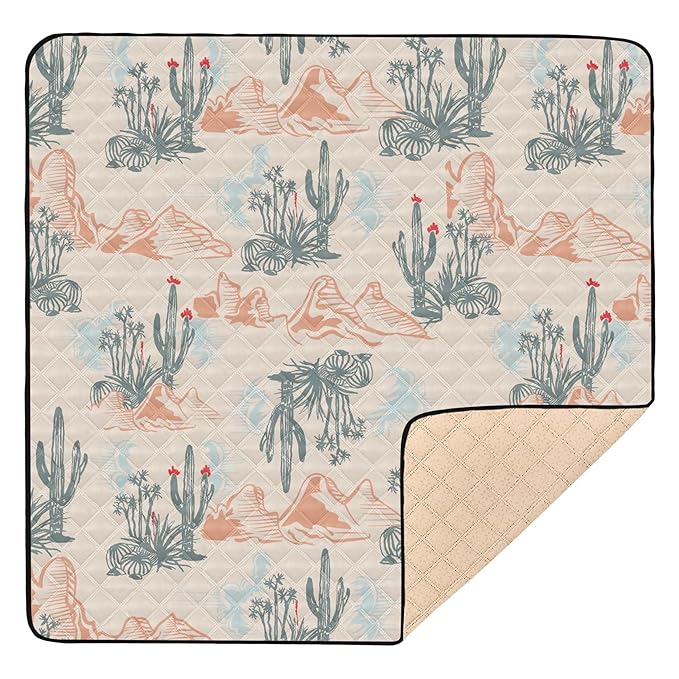 Western Desert Cactus Baby Play Mat Infant Foldable Playmat Crawling Mat 50x50 Playpen Mat