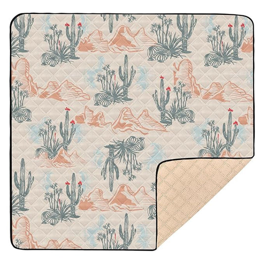 Western Desert Cactus Baby Play Mat Infant Foldable Playmat Crawling Mat 50x50 Playpen Mat
