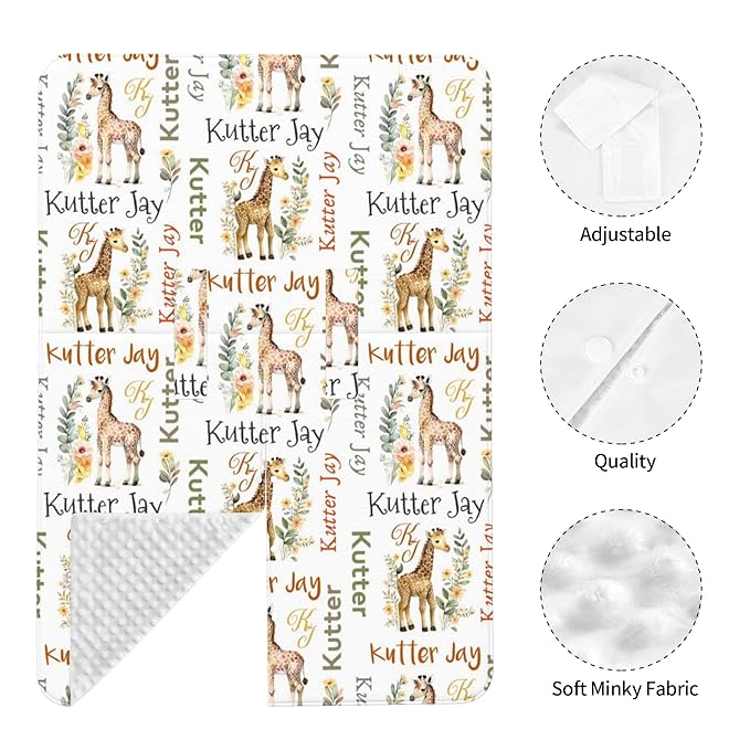 Personalized Winter Carseat Cover for Baby Custom Name Car Seat Canopy for Newborn Baby Boys Girls 2 in 1 Mom Nursing Breastfeeding Covers Giraffe Minky Baby Carrier Stroller Covers