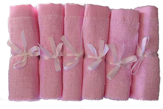BY LORA Soft Face Cloths for Newborn, Absorbent Bath Face Towels, Baby Wipes, Burp Cloths or Face Towels, 6-Pack, Pink