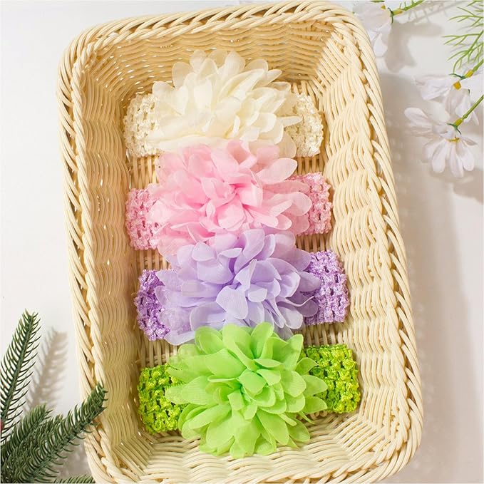 WillingTee 30pcs Baby Girls Headbands Chiffon Flower Soft Stretchy Hair Band Hair Accessories for Baby Girls Newborns Infants Toddlers and Kids