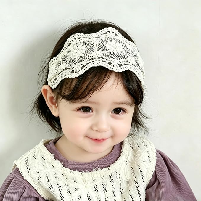 Baby Girls Hairband Soft White Bow Lace Headband Elastic Floral Hairbands Hair Accessory for Newborn Infant Toddler
