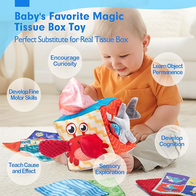 hahaland Baby Toys 0-12 Months - Soft, Crinkle, Squeaky, Sensory Toys for Babies