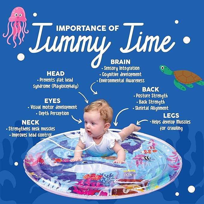 KooKooBaby Tummy Time Water Mat for Babies - Xtra Large Sensory Baby Water Mat for Tummy Time & Motor Development - Leak-Proof Water Pad, Durable Infant Water Play Mats for Baby Boys & Girls 3 Months+