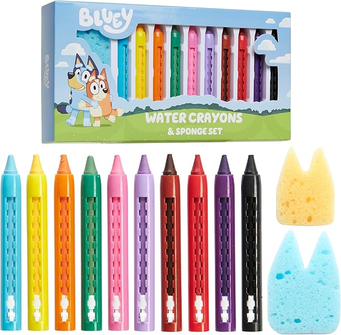 Bluey Bath Crayons for Kids Toddlers, Water Colouring Set Bath Toys Washable Non Toxic Easy Grip, Kids Gifts