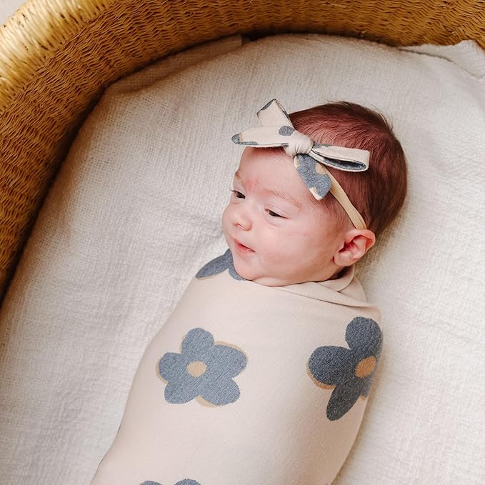 Copper Pearl Ribbon Baby Bow Gemma in Tan
