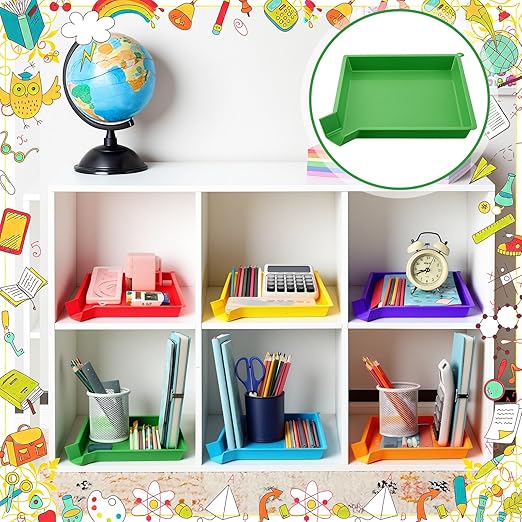 Reallnaive 24 Pcs Multicolor Plastic Art Sorting Funnel Trays Quick Sorting Activity Serving Tray Stackable Funnel Plate Craft Organizer for Classroom Home School DIY Projects (Bright Color)