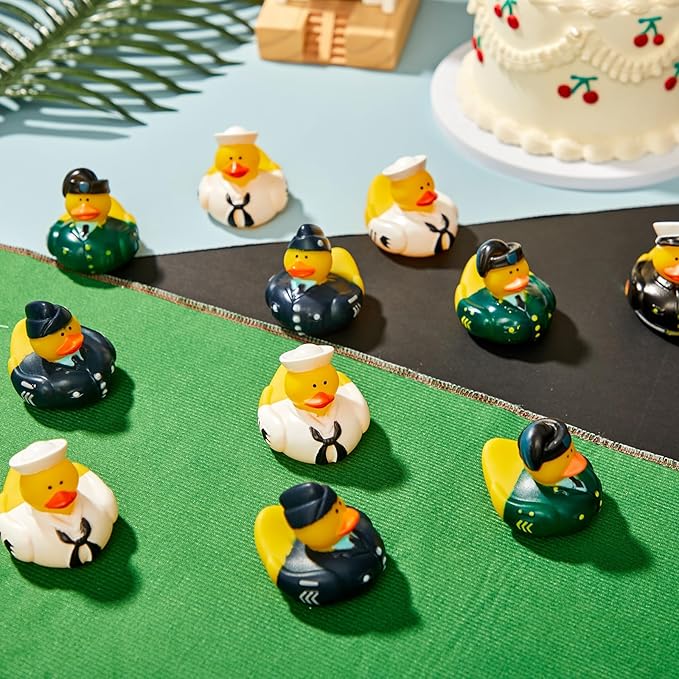 Deekin 50 Pcs Military Rubber Ducks Bulk 2 Inch Rubber Ducks Party Favor 250th Anniversary Decorations for Birthday Pool Party Occupation Cosplay 250th Anniversary