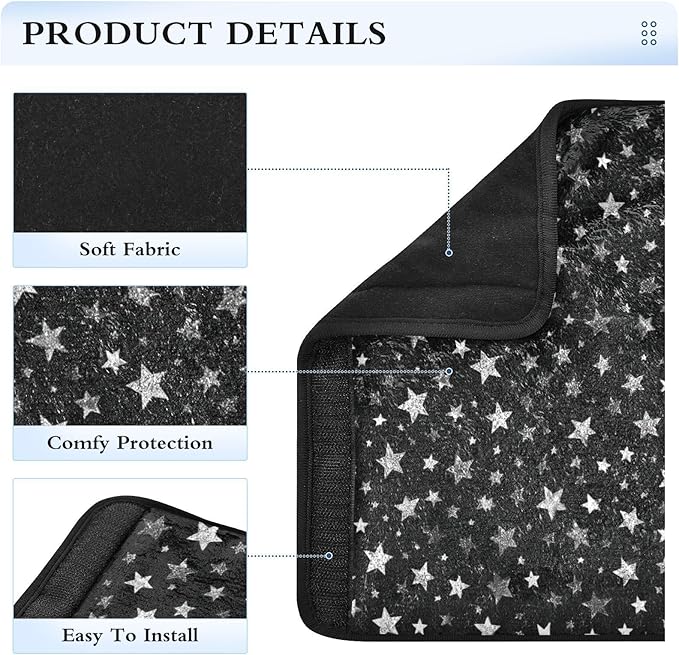 2 Pack Seatbelt Covers Seat Belt Cover Pad for Adults Boys Girls Car Seat Strap Covers Pads Cushion Universal Shoulder Strap Pad Protector for Backpack Camera Bag 6.5 Inch Sparkly Silver Stars
