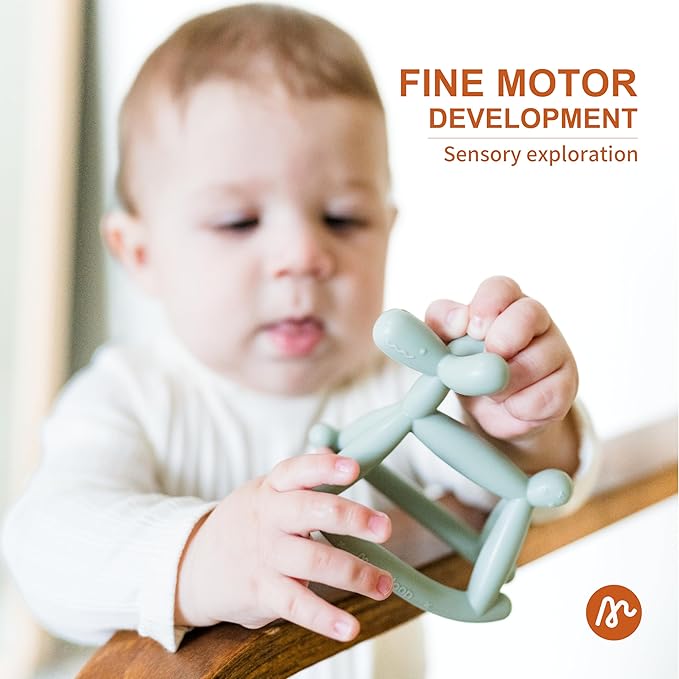 Baby Teether Toys for Teething Relief, Teething Toys 3-6 Months Food Grade Silicone Teether with Storage Box and Pacifier Clip, Baby Essential (Coral Red Clip+Box)