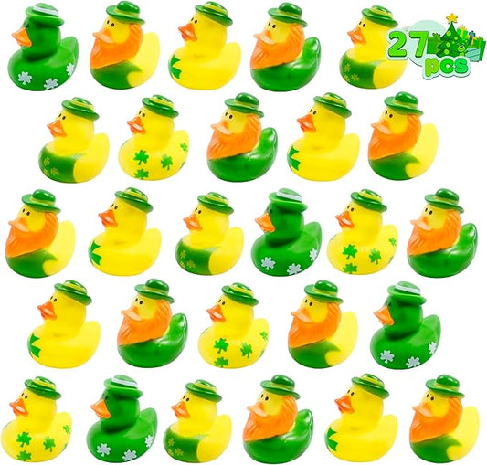 27 PCS St. Patrick's Day Rubber Ducks Baby Showers Accessories Mini 2.16" Duckies Bath Toys for Kids Girls Boys St. Patrick's Day Party Favors Gift Exchange (St. Patrick's)