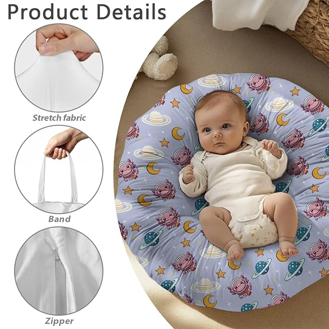 Newborn Lounger Cover, Salamander Print Soft Comfortable Baby Lounger Cover Removable Baby Lounger Slipover Snug Elastic Infant Lounger Cover for Most Babies