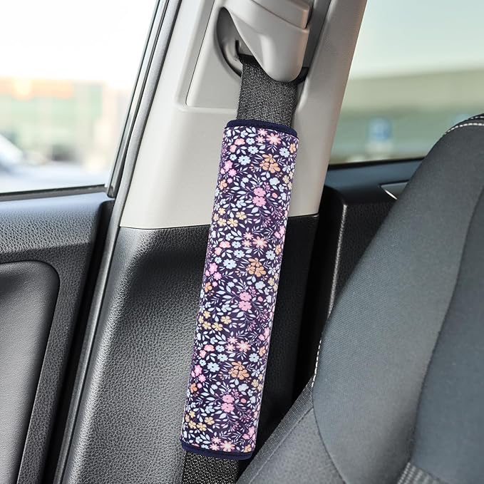 2 Pcs Plush Universal Seat Belt Cover Pad - 2-in-1 Soft Bag Handle Sleeve, Skin-Friendly & Breathable, Machine Washable, Cute Designs for Men Women Kids Car Accessories, Black