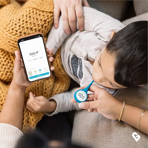 Kinsa QuickCare Smart Digital Thermometer for Adults, Kids and Babies, Oral, Rectal & Underarm Thermometer, App-Connected Fever and Symptom Tracking, Fast Accurate Readings
