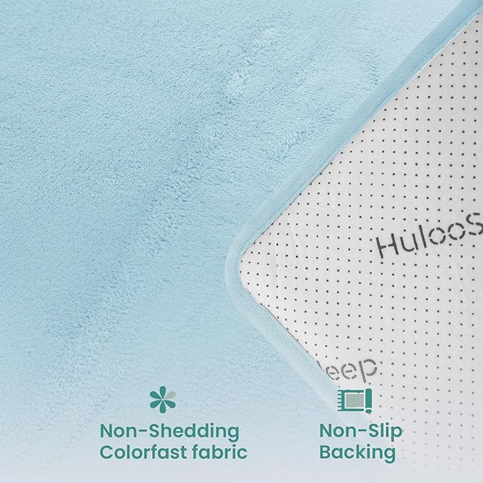 Huloo Sleep Baby Play Mat for Floor,1.3" Thick Elasti-Foam 50"×74" Playpen Mat for Tummy Time,Water Repellent Soft Coral Velvet for Toddler,Infant,Kids,Non-Slip Backing Safe for Crawling(Light Blue)