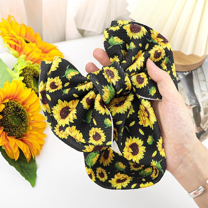 7’’ Yellow Bows for Baby Girls Sunflower Girl Headbands Baby Bow Summer Outfits Hair Accessories for Newborn Infant Toddler Clothes