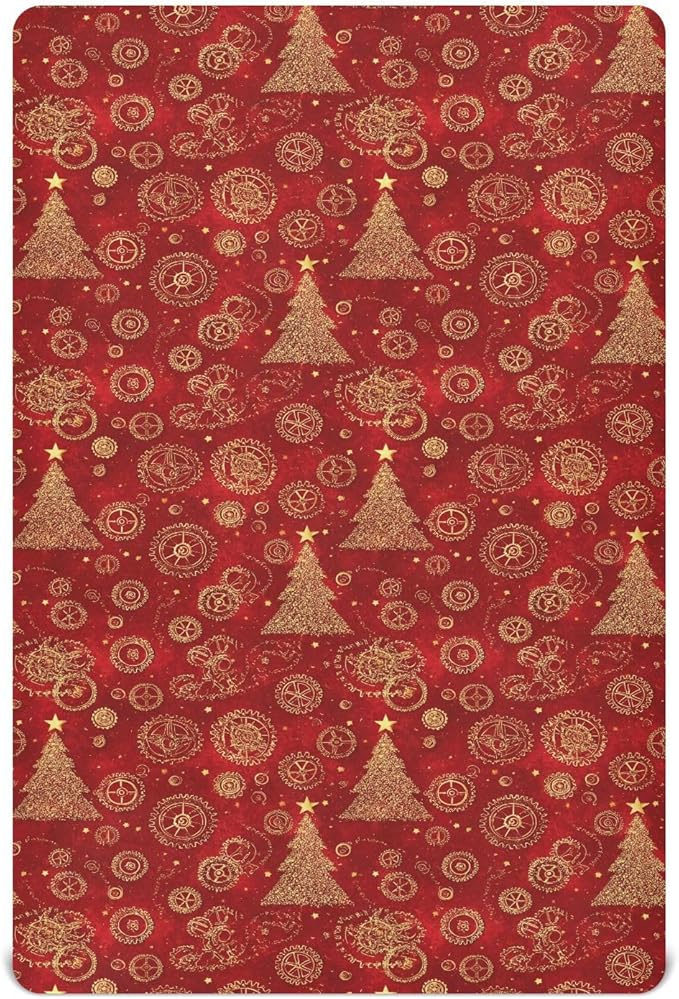 Baby Crib Sheet Sparkles Christmas Tree Crib Mattress for Boys and Girls Playard Sheet Soft Breathable Fitted Baby Mattress Cover 52x28in