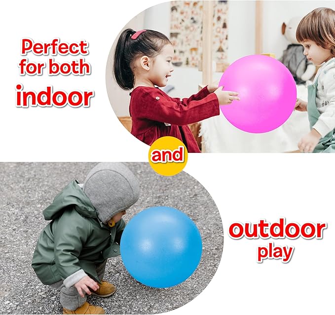 Small World Toys Gertie Handball, 9" Inflatable Sensory Balls, Soft Huggable Squishy Bouncy Ball for Kids Ages 3+, Toddler Ball for Sensory Development (Pink)