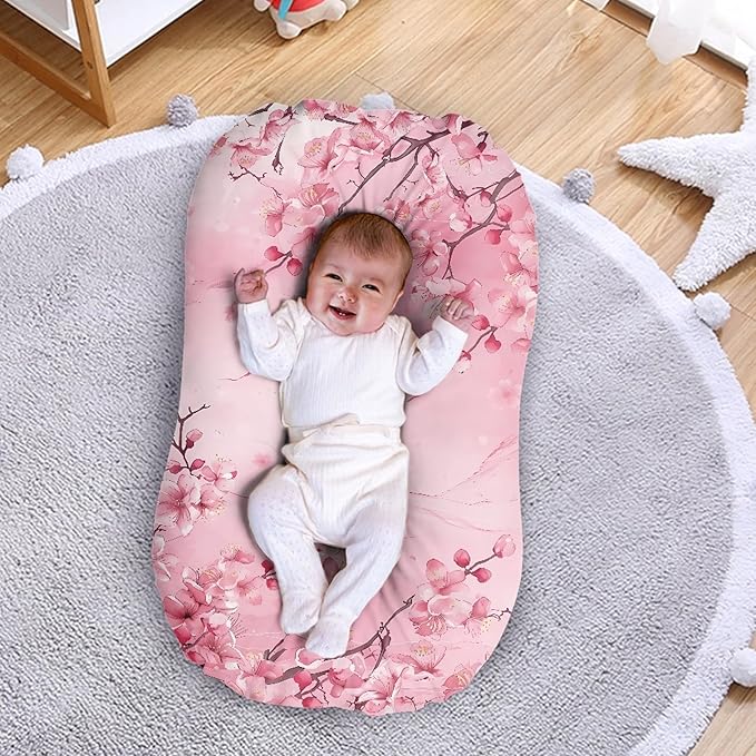Peach Blossom Infant Lounger Cover Snuggle Me Pillow for Baby Lounger Sleeping for Newborn Pink Crib Mattress Sheets