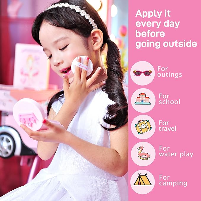 peach and Kids Sunscreen, Mineral Sunscreen SPF50+ PA++++, Tested for Sensitive Skin, Baby & Toddler Gentle Formula, Non-Greasy, Kids Travel Essentials (Angel's Wings)