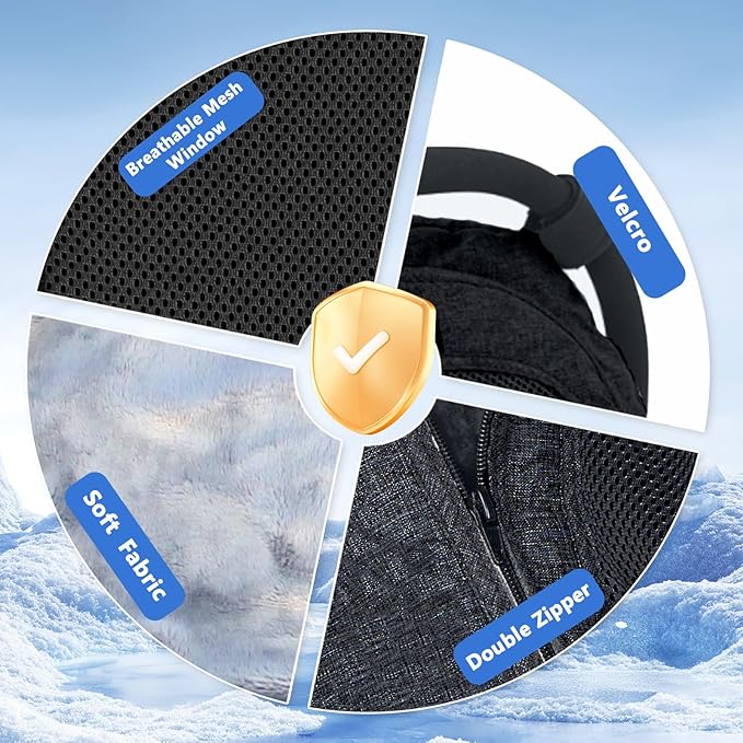 Fairy Baby Winter Car Seat Cover for Baby Carseat with Mesh Window(Black),Infant Warm&Cozy Car seat Covers Baby for Travel, Waterproof CarSeat Cover for Babies.