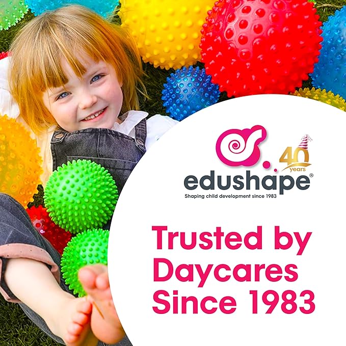 Edushape The Original Sensory Ball for Baby - 7" Yellow Color Baby Ball that Helps Enhance Gross Motor Skills for Kids Aged 6 Months & Up - Vibrant, Colorful and Unique Toddler Ball