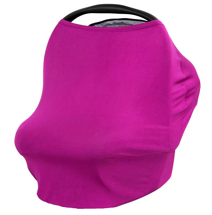 JLIKA Baby Car Seat Covers - Stretchy Infant Canopy and Nursing Cover for Breastfeeding Newborns Infants Babies Girls Boys Best Shower Gift Maternity Apron Infinity Scarf carseats (Plum)