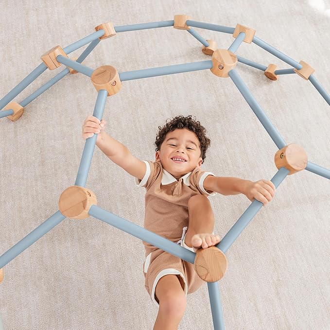 Comfy Cubs Wooden Toddler Play Gym for 3-6 Years Old - Montessori Climber for Kids - Safe Climbing Toy Support up to 120 lbs - Easy to Assemble Kids Climber for Active Play - Pacific Blue