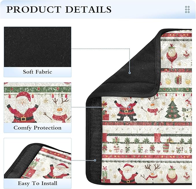 Cute Christmas Santa Claus Snowman Seat Belt Covers 2 Pack Comfortable Car Seat Strap Pads Shoulder Pad Auto Interior Accessories for Adults Kids