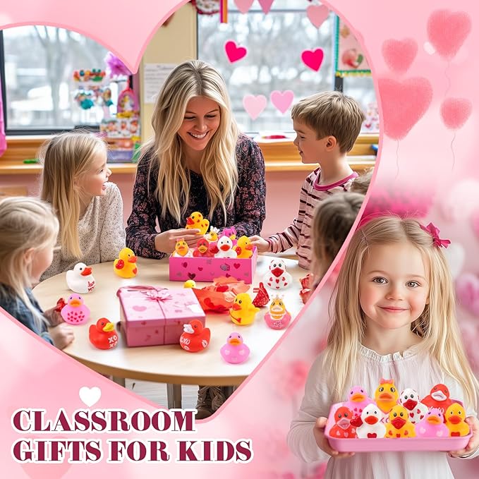 36Pc Valentines Day Rubber Ducks - Funny Jeeps Ducks for Ducking - 2" Bulk Mini Small Rubber Duckies,Adult Kid Holiday Ducky Pool Bathtub Toys Party Favors Classroom Prizes Gifts Stuffers Fillers