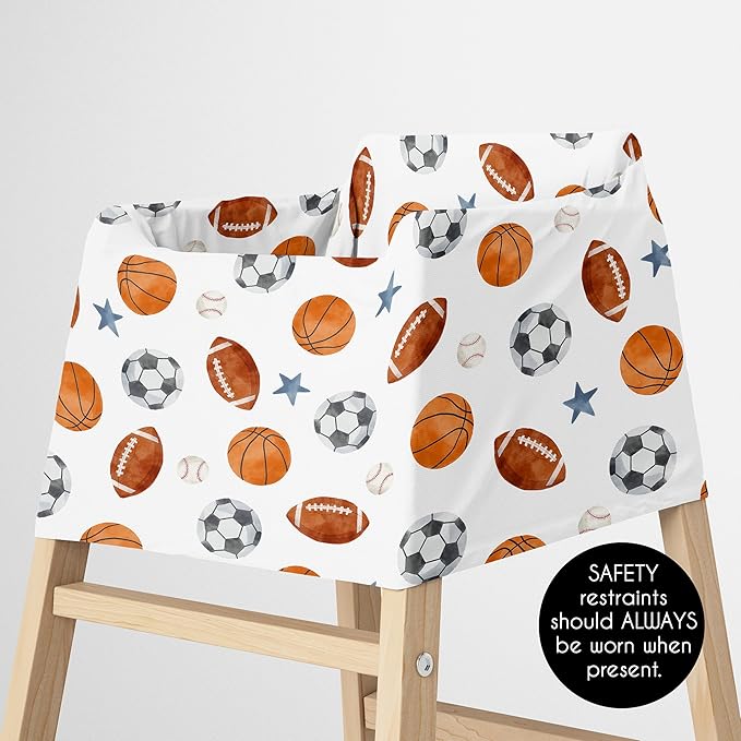 Sweet Jojo Designs Sports Theme Boy Infant Baby Car Seat Cover Nursing Breastfeeding High Chair Shopping Cart Stroller Carseat Canopy Carrier Multipurpose Use Watercolor Vintage Sport Themed Blue Star