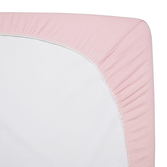 American Baby Company 3 Pack 100% Natural Cotton Fitted Pack and Play Sheets 39" x 27" - Soft & Breathable Pack N Play Sheets for Playard & Mini Crib Mattress, Pink, for Boys & Girls