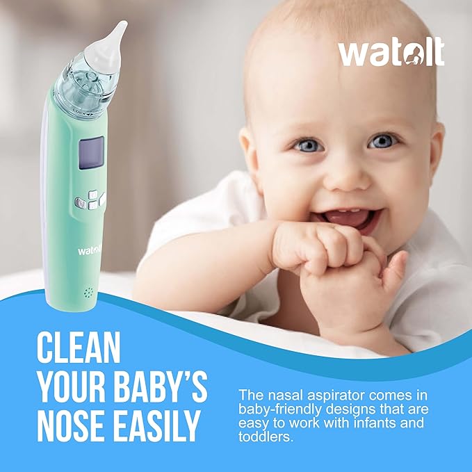 Watolt Baby Nasal Aspirator - Electric Nose Suction for Baby - Automatic Booger Sucker for Infants - Battery Powered Snot Mucus Remover for Kids Toddlers