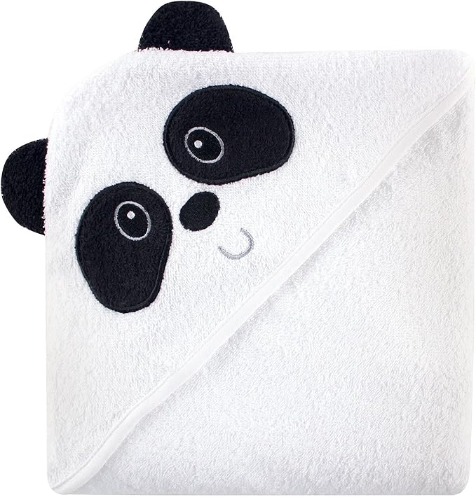 Luvable Friends Unisex Baby Cotton Animal Face Hooded Towel, Panda, One Size