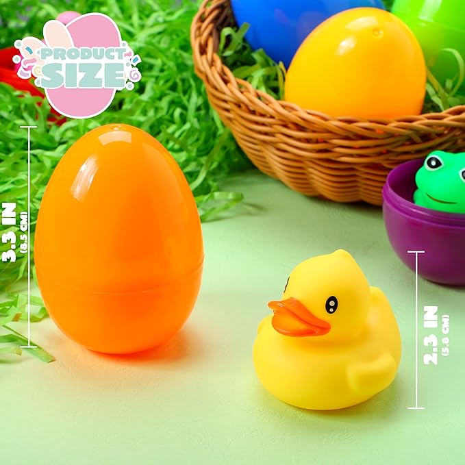 JOYIN 6 Pcs Prefilled Easter Eggs with Floating Animal Light-up Bath Toys, Luminous Bathtub Toys for Kids Easter Eggs Hunt, Toddler Party Favor, Basket Stuffers Filler, Classroom Prize Supplies