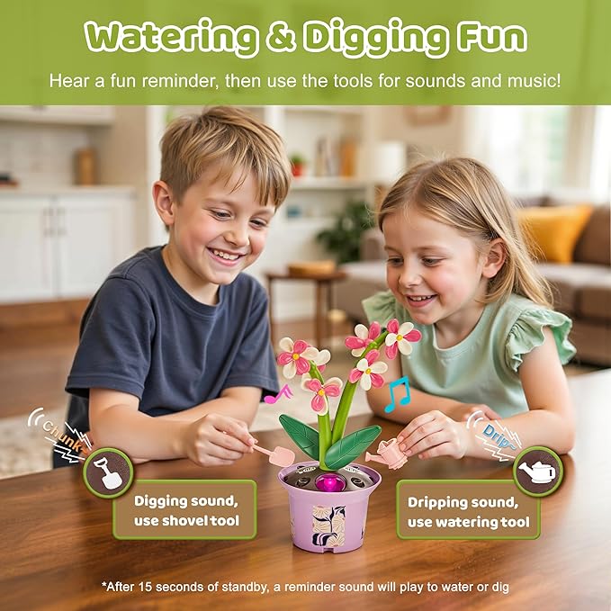 Flower Building Toy with Music, Flowers Botanical Plants Blocks Sets Kits, Halloween Birthday Thanksgiving Gift Ideas for Kid Girl Boy Child, Home Dorm Room Desk Decor, Ages 5 6 7 8, Orchid