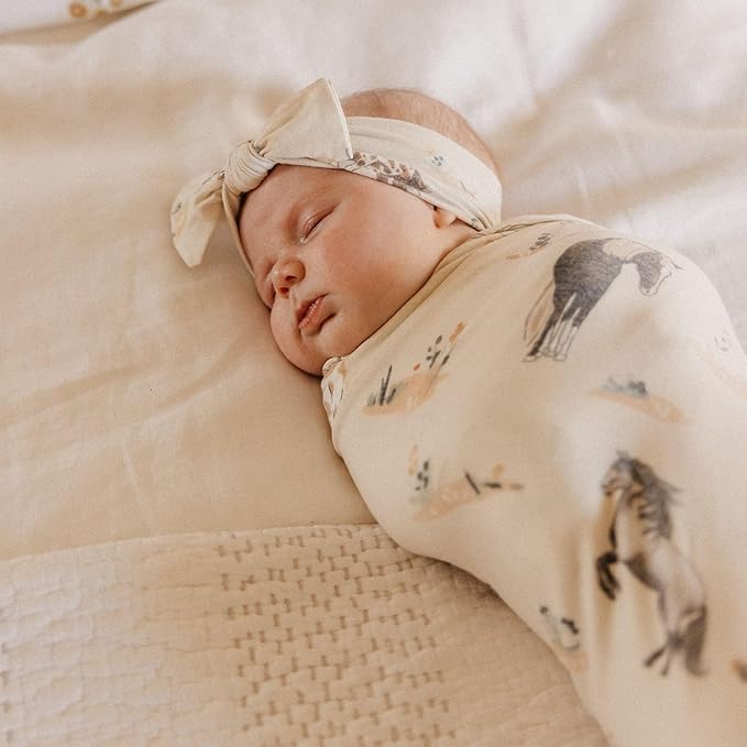 Copper Pearl Baby Stretchy Soft Knit Headband Bow Montana