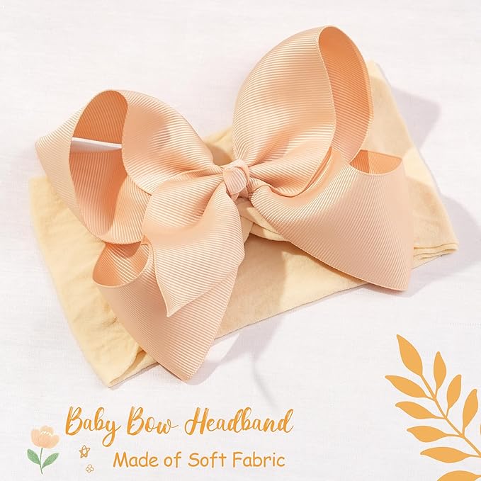 CÉLLOT 20pcs Baby Bows Headbands Nylon Hairbands Big Ribbon Bow Elastic Hair Accessories for Newborns Infants Toddlers and Kids