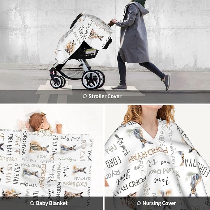 Personalized Winter Baby Car Seat Cover with Name Kangaroo Winter Car Seat Cover for Baby Seat or Stroller Custom Infant Car Seat Covers Minky Blankets Nursing Cover Breastfeeding Scarf