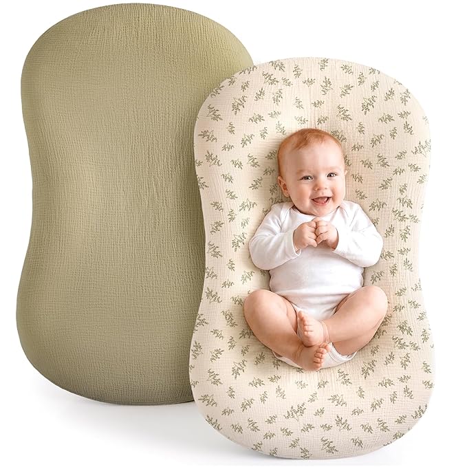 Termichy Baby Lounger Cover Muslin: Soft Cotton Slipcover for Snuggle Me Lounger - Removable & Machine Washable for Daily Use - Zipper-Free & Skin-Friendly for Newborn Girls and Boys