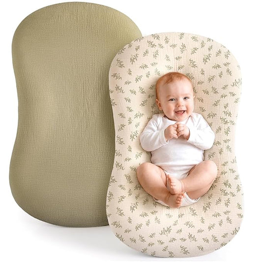 Termichy Baby Lounger Cover Muslin: Soft Cotton Slipcover for Snuggle Me Lounger - Removable & Machine Washable for Daily Use - Zipper-Free & Skin-Friendly for Newborn Girls and Boys